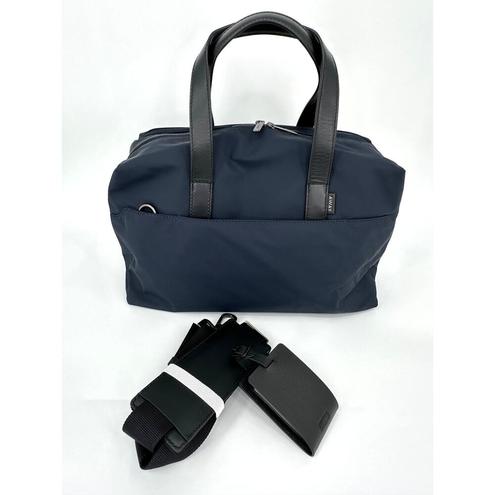 Away The Everywhere Bag Navy Blue Nylon Leather Trim w/ Shoulder Strap 20L